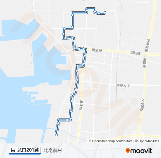 公交龙口201路的线路图