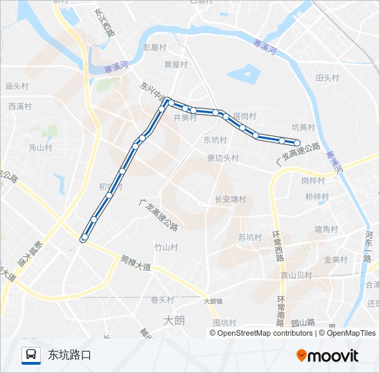 公交东坑1路的线路图