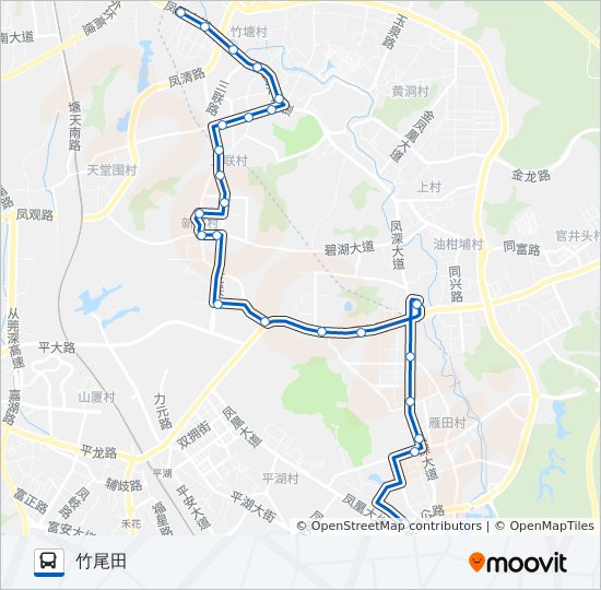 凤岗4路路线 日程 站点和地图 竹尾田 更新