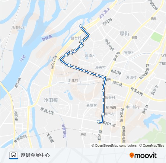 公交厚街2路的线路图