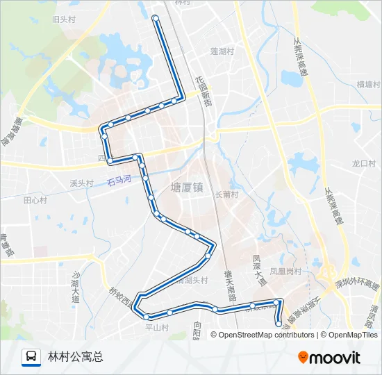 塘厦1路 Bus Line Map