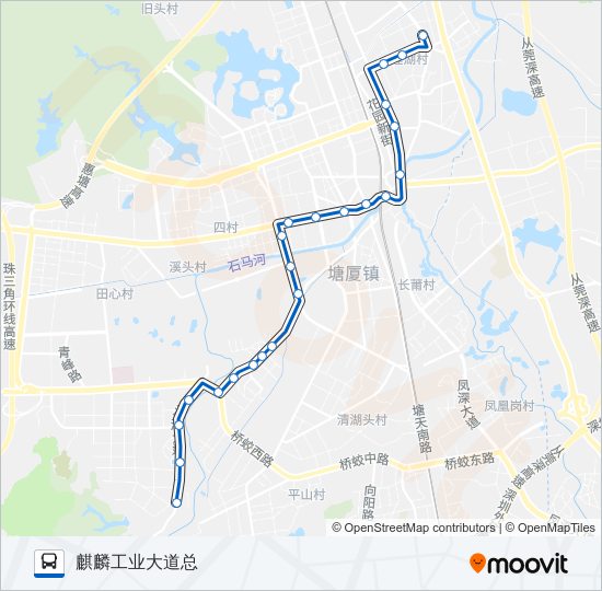 塘厦5路路线 日程 站点和地图 麒麟工业大道总