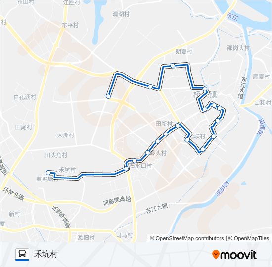 公交桥头1路的线路图