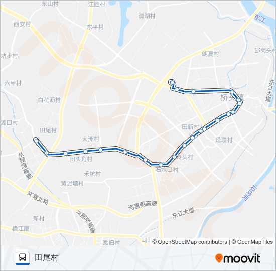 公交桥头5路的线路图