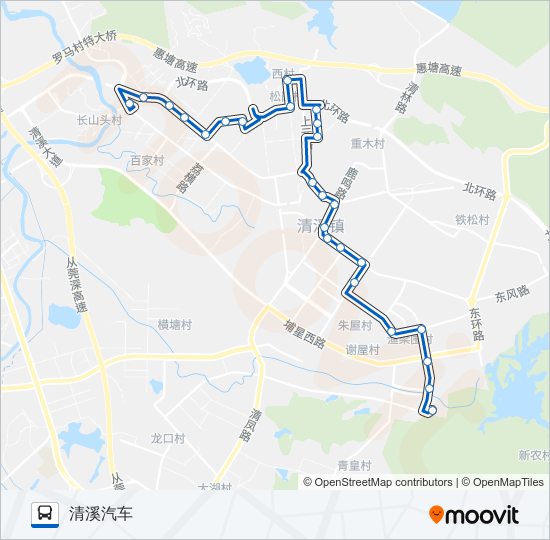 公交清溪1路的线路图