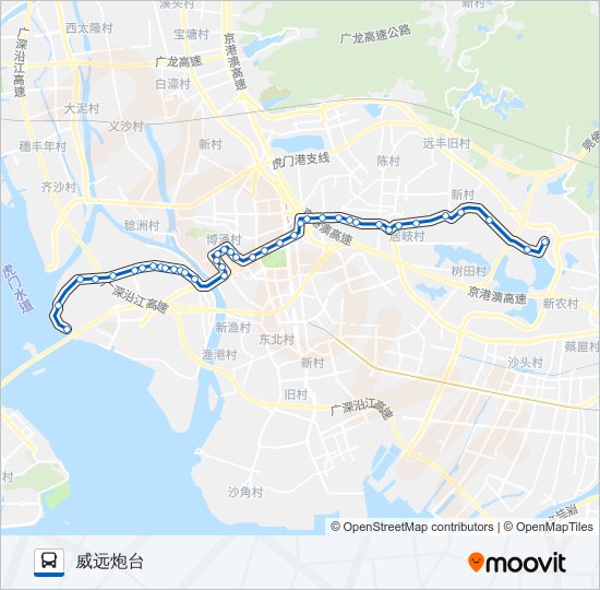 公交虎门2路的线路图