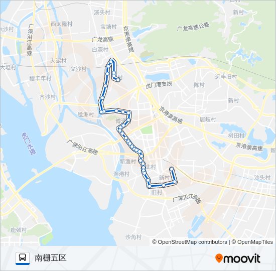 虎门5路 bus Line Map