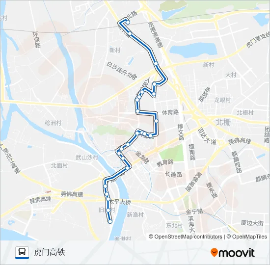 虎门8路 Bus Line Map