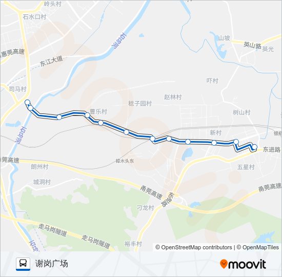 谢岗1路 bus Line Map