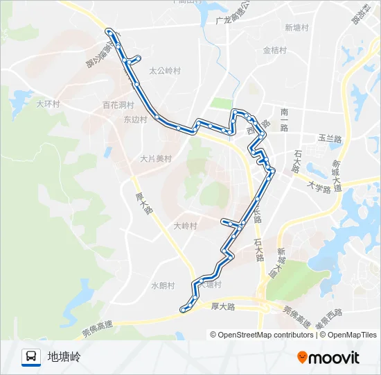 大岭山1路 Bus Line Map
