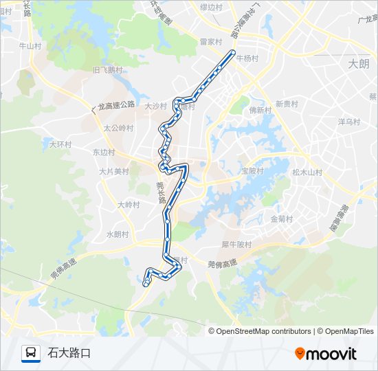 公交大岭山2路的线路图
