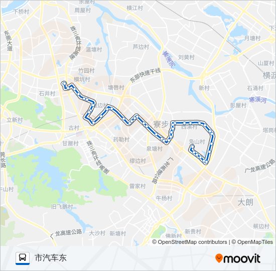 公交寮步A6路的线路图