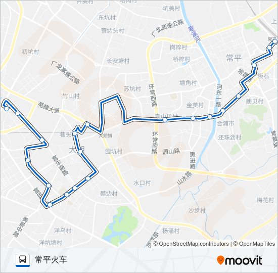 公交常平18路的线路图