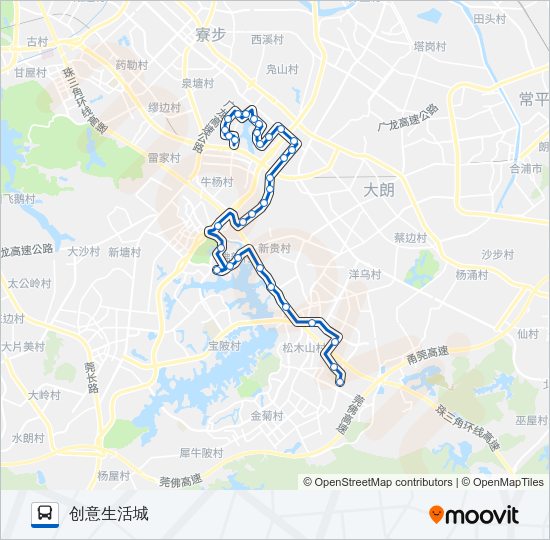 公交松山湖1路的线路图