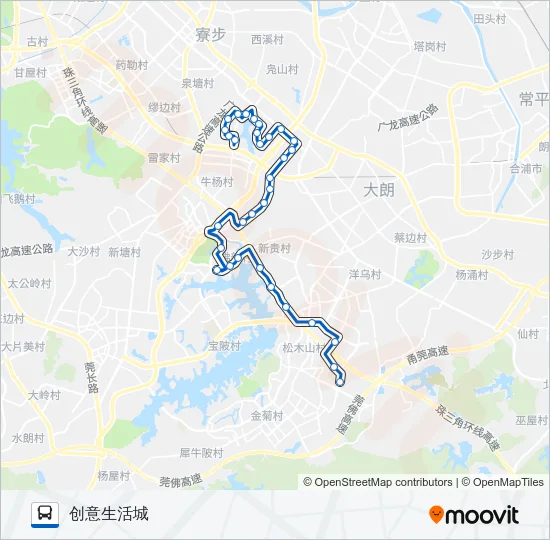 松山湖1路 Bus Line Map