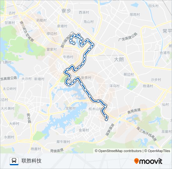 松山湖1路 bus Line Map