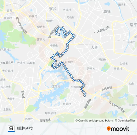 松山湖1路 Bus Line Map