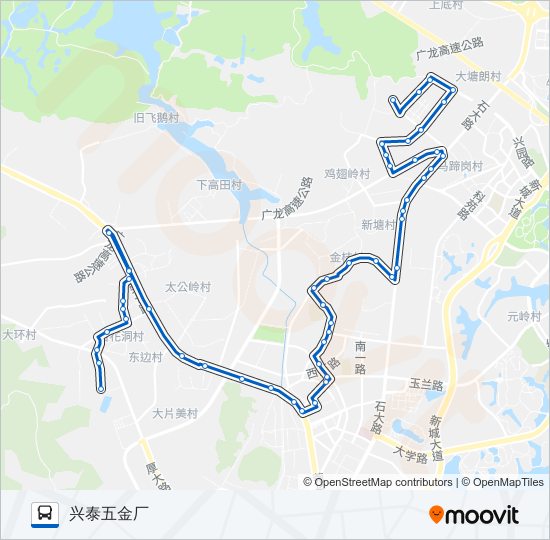 大岭山10路 bus Line Map