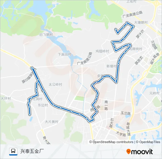 大岭山10路 Bus Line Map