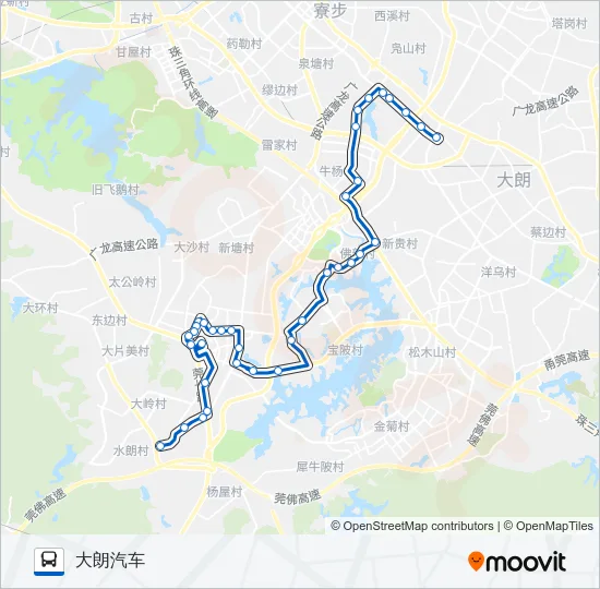大岭山12路 Bus Line Map