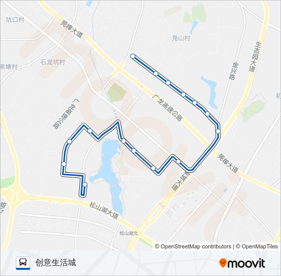 公交松山湖3A线路的线路图