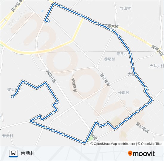大朗16路佛新线 Bus Line Map