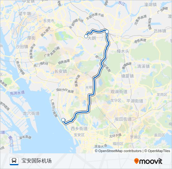 公交机场巴士大朗汽车站路的线路图