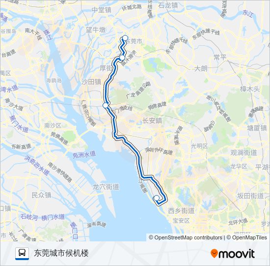 机场巴士东莞城市候机楼线 bus Line Map