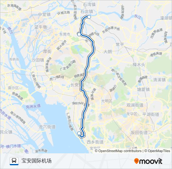 机场巴士东莞石龙汽车站线 bus Line Map