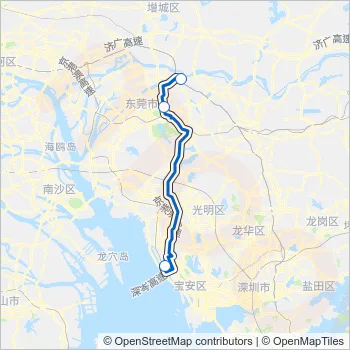 机场巴士东莞石龙汽车站线 Bus Line Map