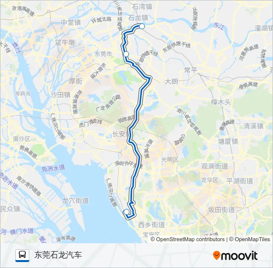 机场巴士东莞石龙汽车站线 Bus Line Map