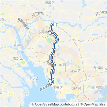 机场巴士东莞石龙汽车站线 Bus Line Map