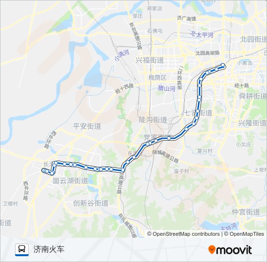 公交济长巴士3路的线路图