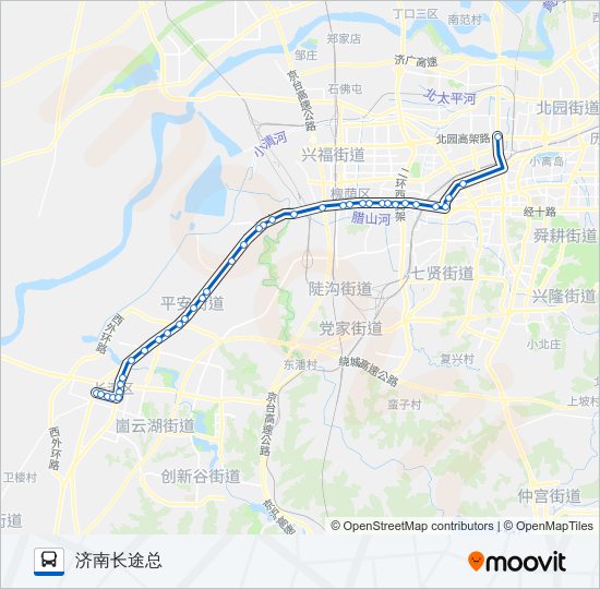 公交济长巴士1路的线路图