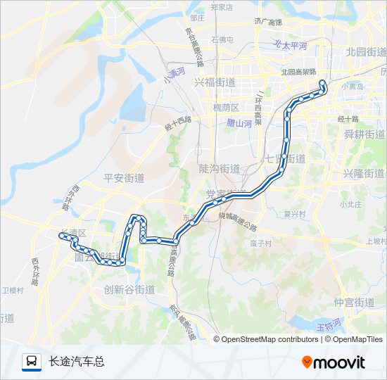 公交济长巴士2路的线路图