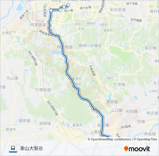 公交泰山大裂谷专路的线路图