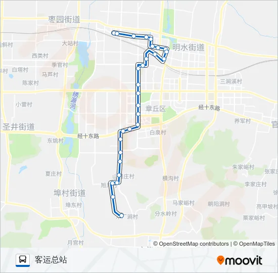 公交章丘3路的线路图