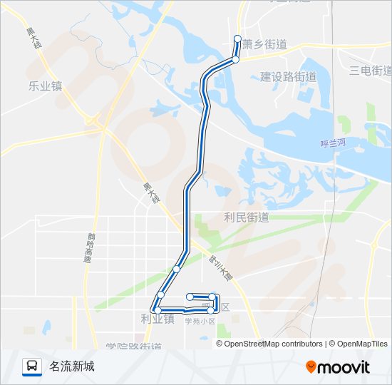 公交呼兰9路的线路图