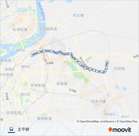 公交滨郊9路的线路图