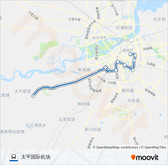 公交机场大巴2号路的线路图