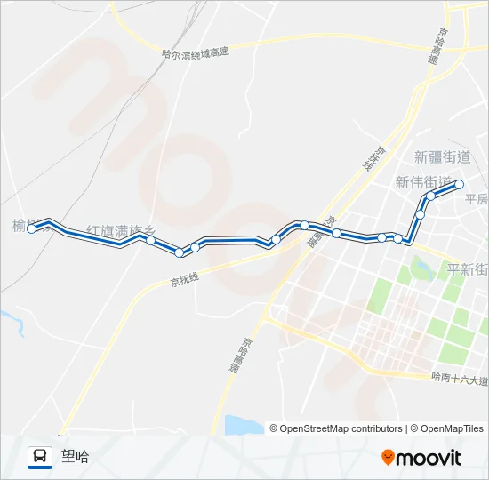 公交370望哈支线路的线路图