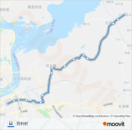 公交339胜利村支线1路的线路图