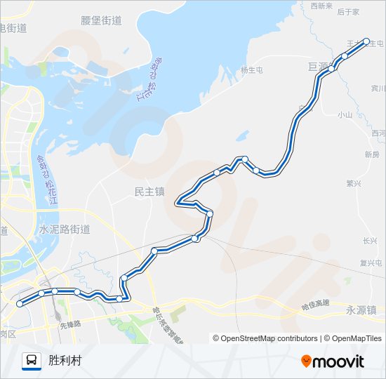 公交339胜利村支线2路的线路图