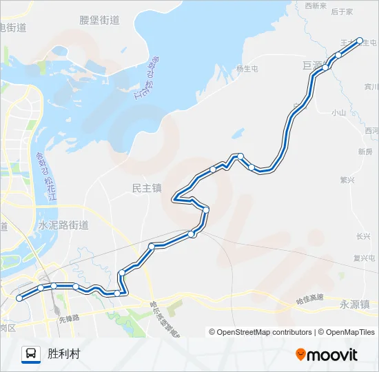 公交339胜利村支线2路的线路图