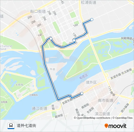 公交道外七道街-黑龙江科技学院路的线路图