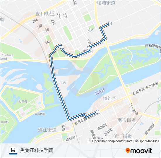 道外七道街-黑龙江科技学院 Bus Line Map