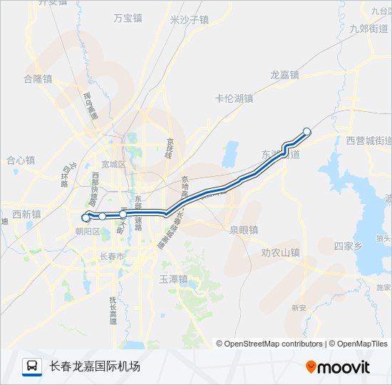 公交机场巴士2号路的线路图