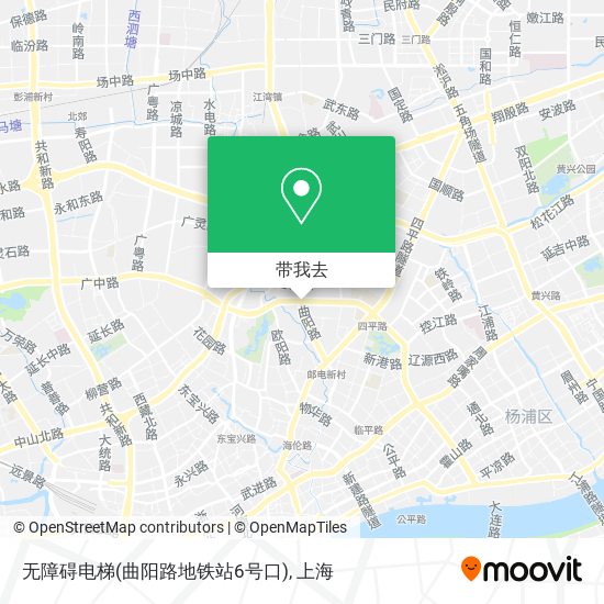 无障碍电梯(曲阳路地铁站6号口)地图