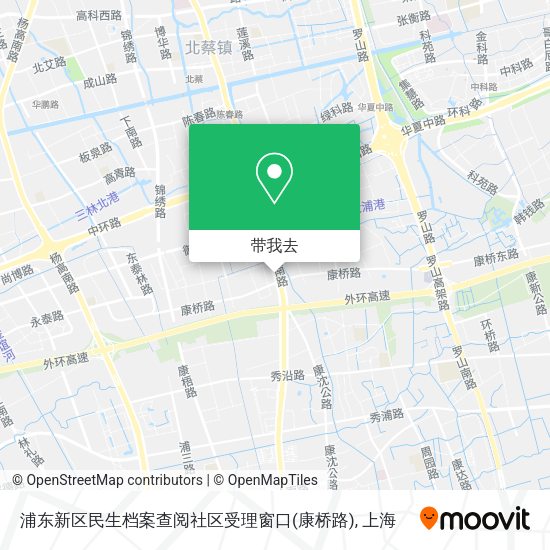 浦东新区民生档案查阅社区受理窗口(康桥路)地图