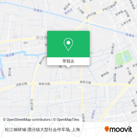 松江钢材城-泗泾镇大型社会停车场地图